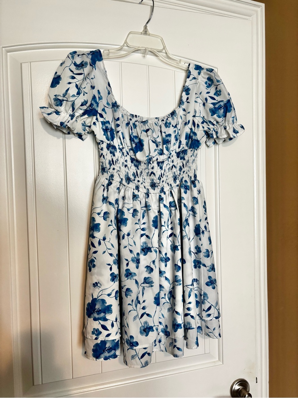 White & Blue Floral SHEIN Mini Dress